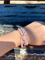 3 set cowgirl boot charm bracelet (pink)