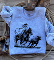 Cowgirl roping