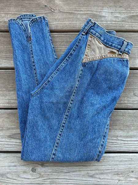 two tone brown/jean vintage chic jeans