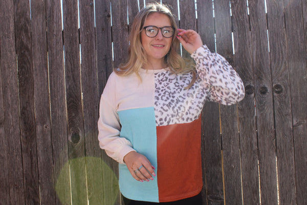 Cheetah block long sleeve