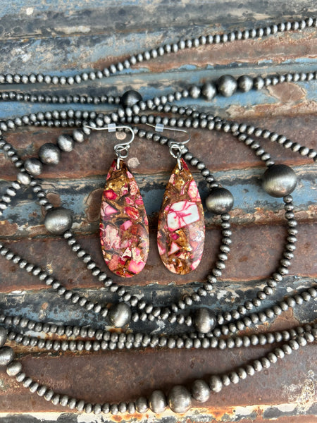 Red oval earrings