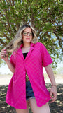 Pink checkered short sleeve button up