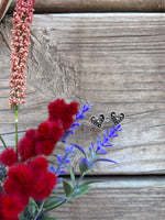 Engraved Silver heart studs
