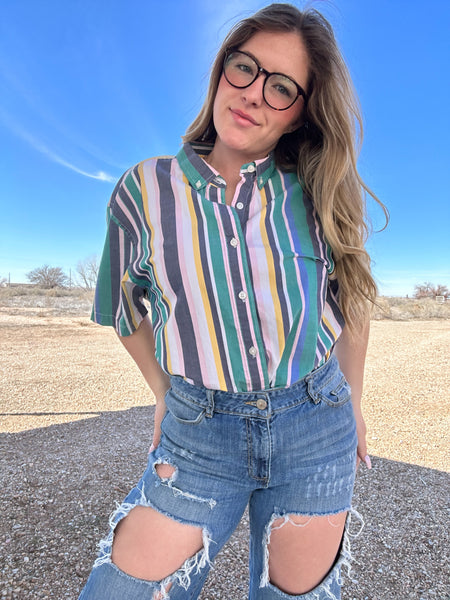 dark stripes vintage button up (XXL)