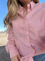 Pink plaid vintage button up