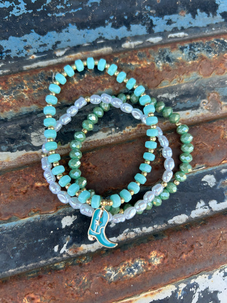 3 Set cowgirl Stretch Bracelet (blue)