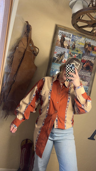 Vintage tan button up wrangler XXL