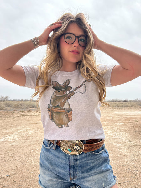 Youth cowboy bunny hunting tee