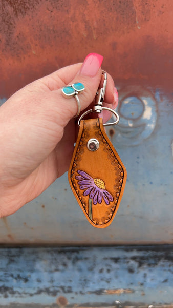 Purple flower keychain