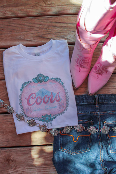 Pink coors tee