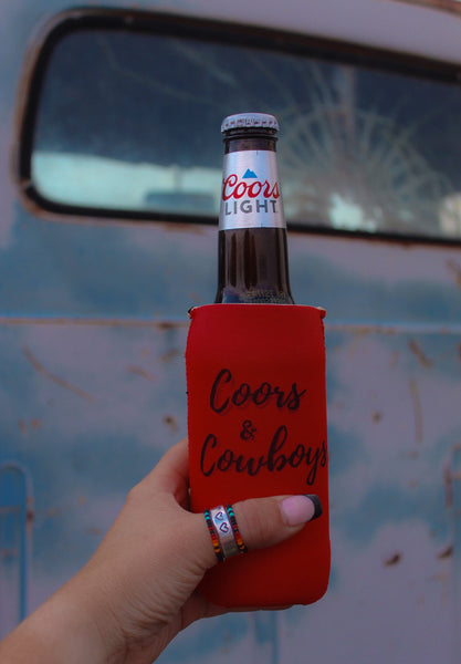 Coors and cowboy koozie