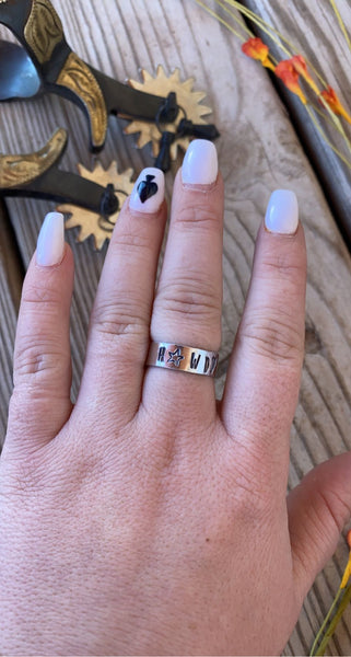 Howdy stamped ring